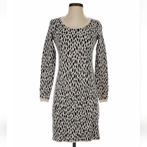 Ann Taylor Animal Print Sweater Dress Leopard Knit Long Sleeve Petite XXS NWT